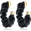 image:imageVince Camuto Goldtone Faux Leather Black Open Hoop Earrings