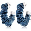 image:imageVince Camuto Silvertone Blue Faux Leather Open C Hoop Earrings