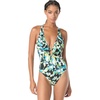 image:imageVince Camuto Womens Plunge VNeck One Piece SwimsuitBlue Multi
