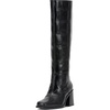 Black Croco Leather Wide Calf