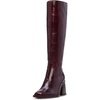 Dark Mahogany Leather Wide Calf