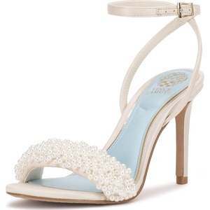 image:imageVince Camuto Arleem Beaded Band Ankle Strap High Heel SandalsMilk