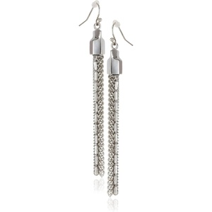 image:imageVince Camuto Chain Tassel Fish Hook Drop Earrings Silvertone