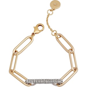 image:imageVince Camuto Gold Tone Paperclip Link Chain Bracelet with Crystal Stone Pave Bar