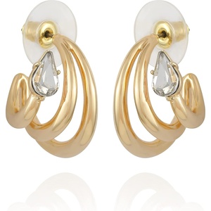 image:imageVince Camuto Gold Tone Small Open Spiral Hoop Earrings with Glass Stones