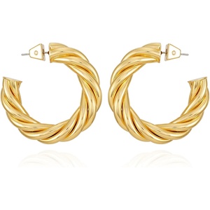 image:imageVince Camuto Goldtone Chunky Rope Spiral Open C hoop Earrings