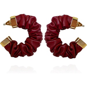 image:imageVince Camuto Goldtone Faux Leather Red Open Hoop Earrings