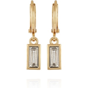 image:imageVince Camuto Goldtone Glass Stone Huggie Hoop Dangle Earrings