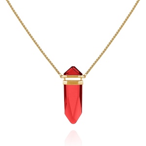 image:imageVince Camuto Goldtone Red CrystalShaped Stone Pendant Necklace