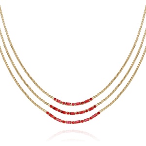 image:imageVince Camuto Goldtone Ruby Crystal Stone Trio Chain Layered Necklace