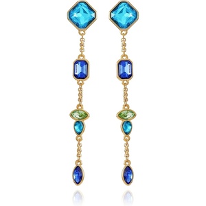 image:imageVince Camuto Goldtone Saphire Glass Stone Drop Dangle Earrings
