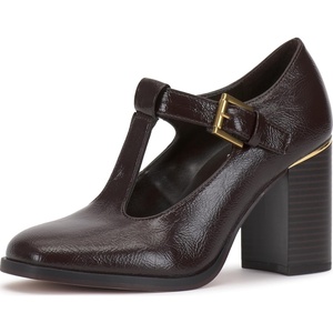 image:imageVince Camuto Micha TStrap Block Heel PumpsBrownie Crinkle Leather