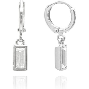 image:imageVince Camuto Silver Tone Crystal Glass Stone Drop Huggie Earrings For Women