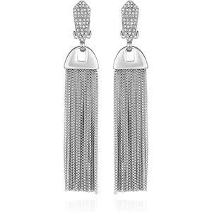 image:imageVince Camuto Silver Tone Crystal Glass Stone Tassel Dangle Drop Earrings