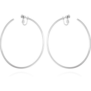 image:imageVince Camuto Silver Tone Extra Large Open Hoop Earrings For Women Clip On XL