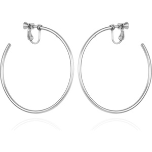 image:imageVince Camuto SilverTone Large Open Hoop Clip On Earrings For Women