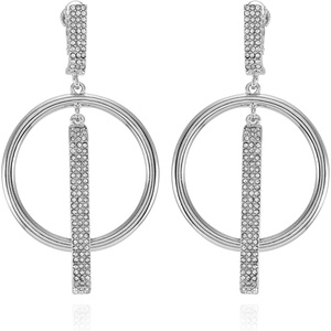 image:imageVince Camuto Silvertone Drop Hoop Clip On Earrings for Women