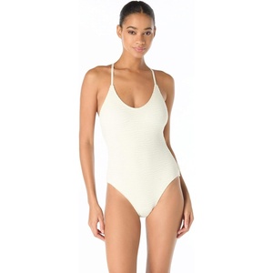 image:imageVince Camuto Womens Beaded Racerback Scoop Neck One Piece SwimsuitIvory