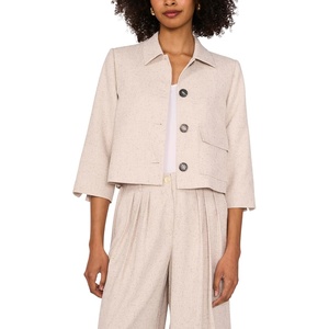 image:imageVince Camuto Womens Collared Front Pocket Cropped JacketNew Ivory