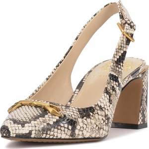 image:imageVince Camuto Womens Hamden Slingback PumpBlackCream Snake Print
