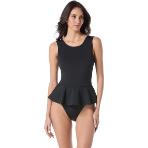 image:imageVince Camuto Womens High Neck Skirted One Piece SwimsuitBlack