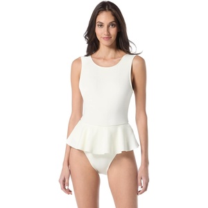 image:imageVince Camuto Womens High Neck Skirted One Piece SwimsuitIvory