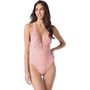 image:imageVince Camuto Womens Plunge VNeck One Piece SwimsuitCinnabar