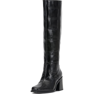 image:imageVince Camuto Womens Sangeti Wide Calf Stacked Heel Knee High BootBlack Croco Leather Wide Calf