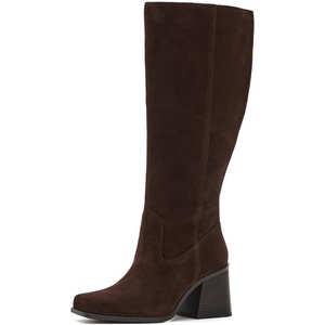 image:imageVince Camuto Womens Sangeti Wide Calf Stacked Heel Knee High BootBrownie Suede Wide Calf