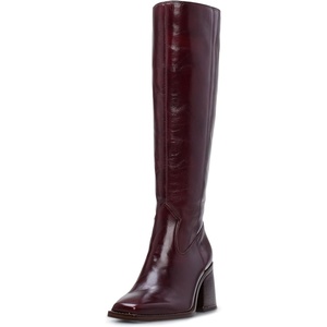 image:imageVince Camuto Womens Sangeti Wide Calf Stacked Heel Knee High BootDark Mahogany Leather Wide Calf