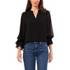image:imageVince Camuto Split Neck Long Sleeve Blouse with Smocked CuffRich Black