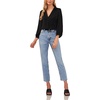 image:imageVince Camuto Womens 34 Sleeve Collared Shirred BlouseRich Black