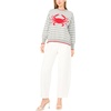 image:imageVince Camuto Womens Crab Motif Striped Crew Neck Long Sleeve SweaterLight Heather Grey