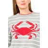 image:imageVince Camuto Womens Crab Motif Striped Crew Neck Long Sleeve SweaterLight Heather Grey
