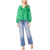image:imageVince Camuto Womens Double Ruffle Front VNeck Long Sleeve BlouseField Green