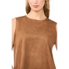 image:imageVince Camuto Womens Faux Suede Sleeveless Crew Neck BlouseCamel