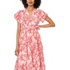 image:imageVince Camuto Womens Floral Notch Neck Short Sleeve Midi DressSummer Rose