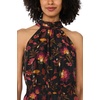 image:imageVince Camuto Womens Floral Print Sleeveless Halter Neck Smocked Waist JumpsuitRich Black