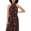 image:imageVince Camuto Womens Floral Print Sleeveless Halter Neck Smocked Waist JumpsuitRich Black