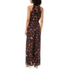 image:imageVince Camuto Womens Floral Print Sleeveless Halter Neck Smocked Waist JumpsuitRich Black