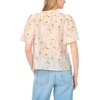 image:imageVince Camuto Womens Floral Print Tie Neck 34 Sleeve BlouseUltra White