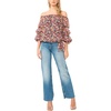 image:imageVince Camuto Womens Off the Shoulder Lantern Sleeve Lurex BlouseClassic Navy