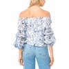 image:imageVince Camuto Womens Off the Shoulder Paisley Bubble Sleeve BlouseFrosting Blue