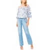 image:imageVince Camuto Womens Off the Shoulder Paisley Bubble Sleeve BlouseFrosting Blue