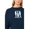 image:imageVince Camuto Womens Sardine Motifcrew Neck Long Sleeve SweaterClassic Navy