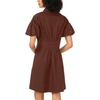 image:imageVince Camuto Womens Short Puff Sleeve Collared Button Down Mini Shirt DressMocha