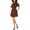 image:imageVince Camuto Womens Short Puff Sleeve Collared Button Down Mini Shirt DressMocha