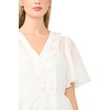 image:imageVince Camuto Womens V Neck 34 Sleeve Button Down TopUltra White