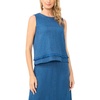 image:imageFaux Denim Crepe Sleeveless Crew Neck TOPDeep Blue
