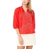 image:imageFloral Split Neck 34 Sleeve TOPLobster Red